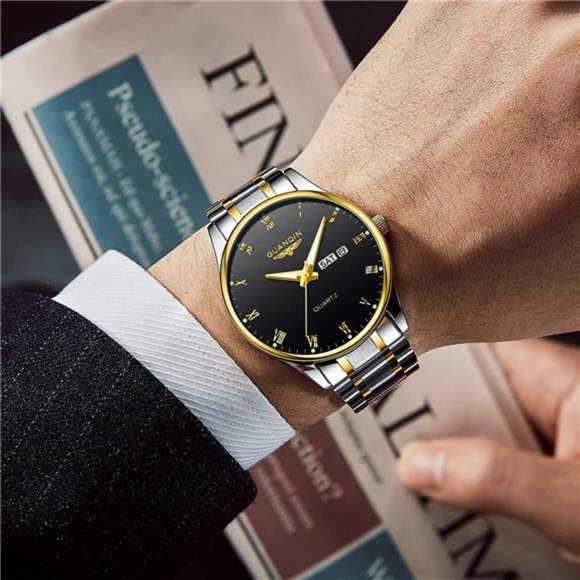 Mens Watch Classic Business Wrist Watches with Stainless Steel Waterproof Quartz - Picture 6 of 7